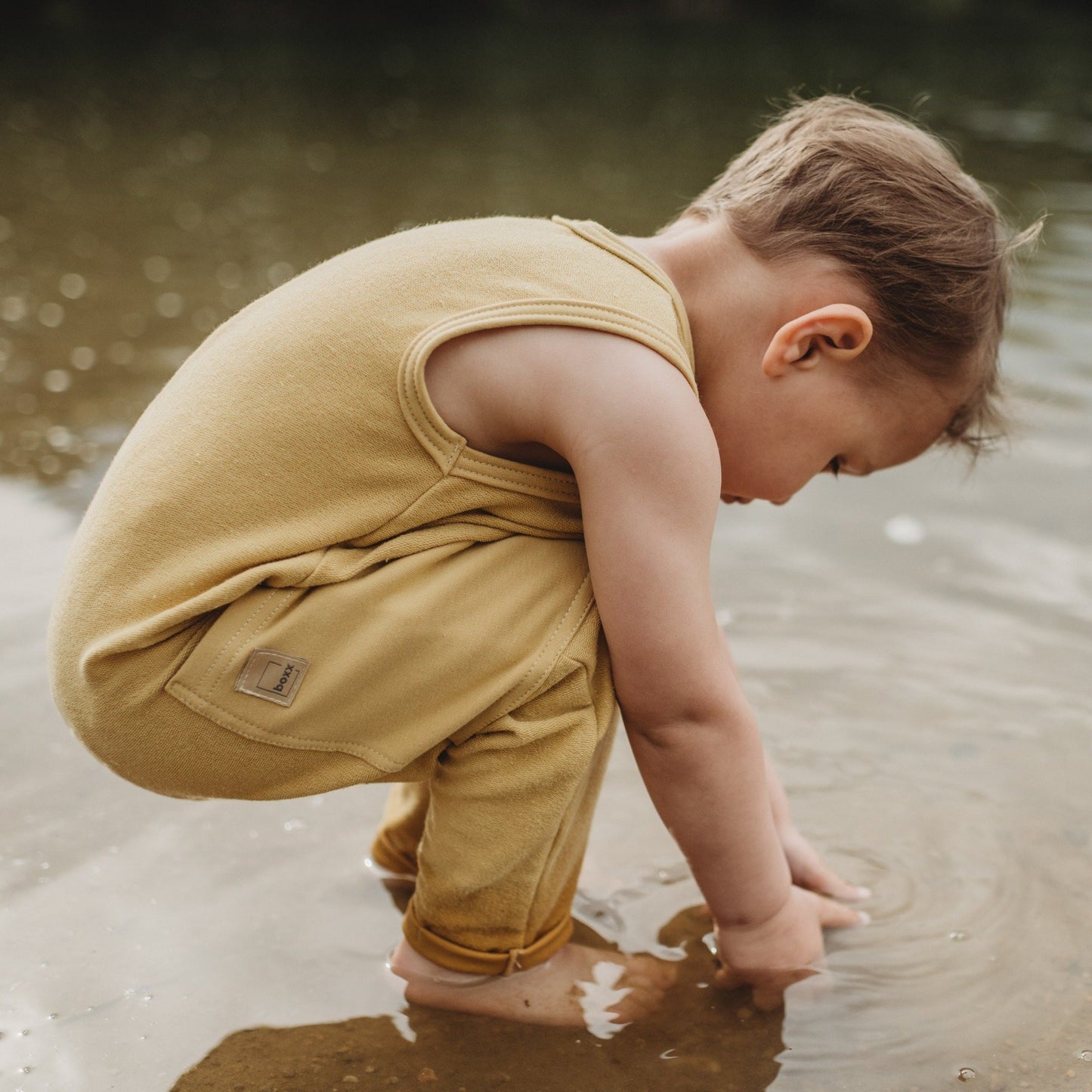 BALI romper s knoflíky - vanila a olivová - BOXXkids CZ