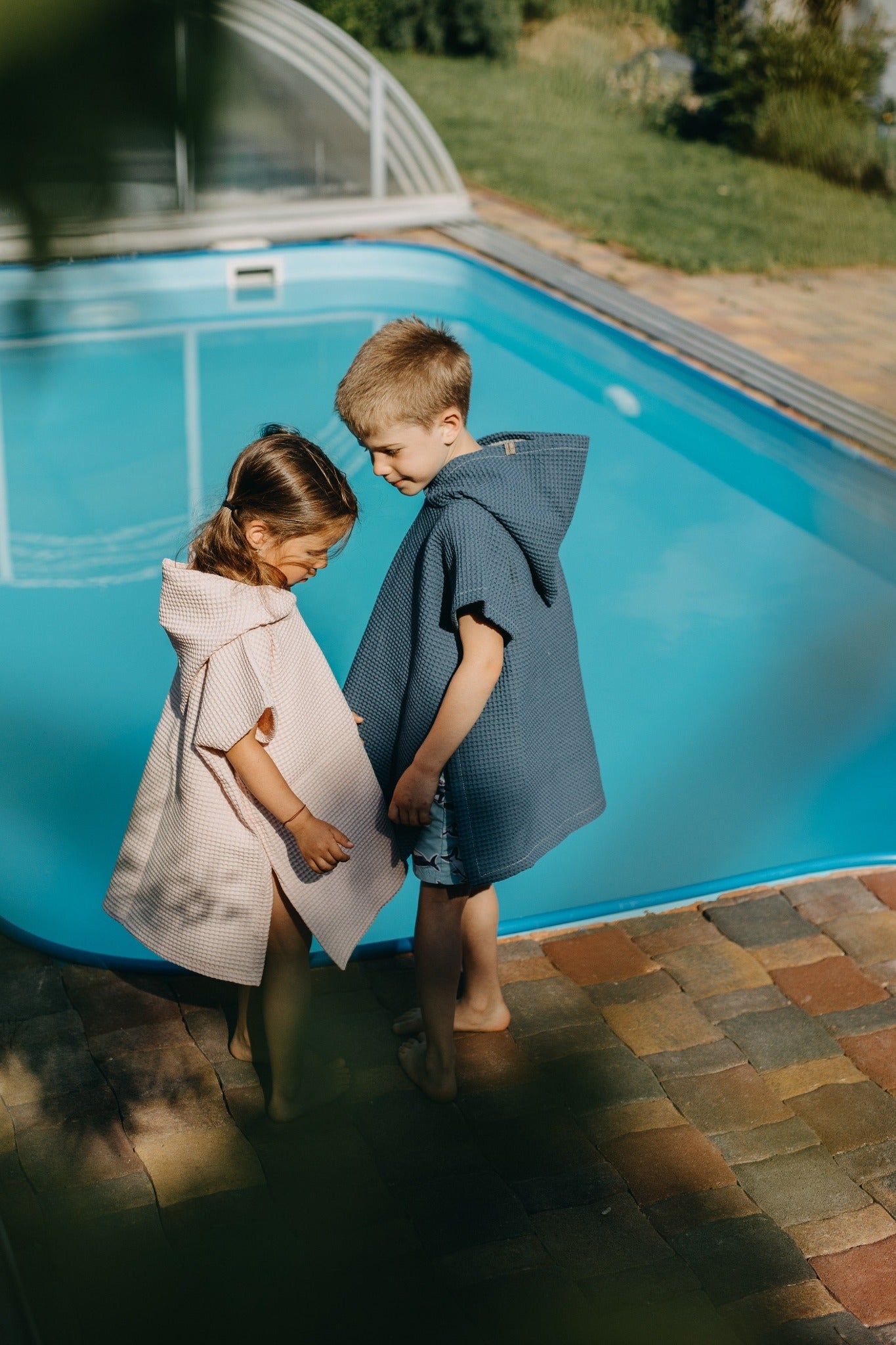 Waffle plážové pončo