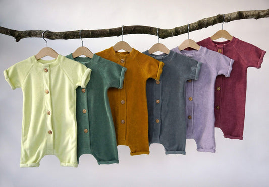 LEVI - krátký terry overal - růžová a lilac