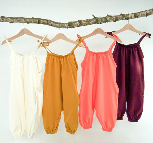 LOLA overal - papaya, meruňka, chambray