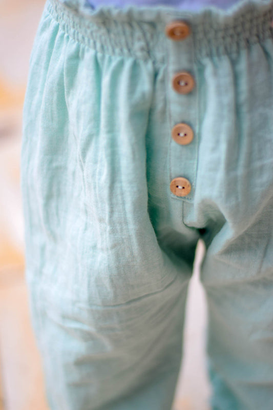 RIO mušelínové harémky - vínová a šedá